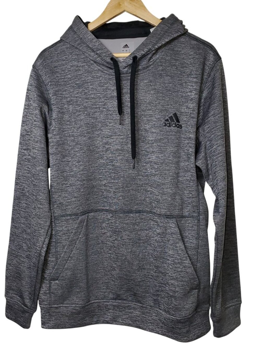 Adidas Men's Gray Heathered Pullover Hoodie, Size L
